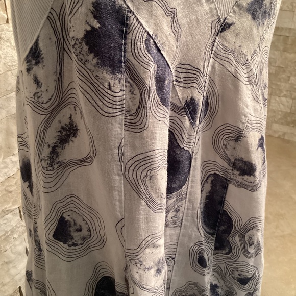 Lands Downunder Linen Tank Dress - White Oyster Print - Picture 7 of 14